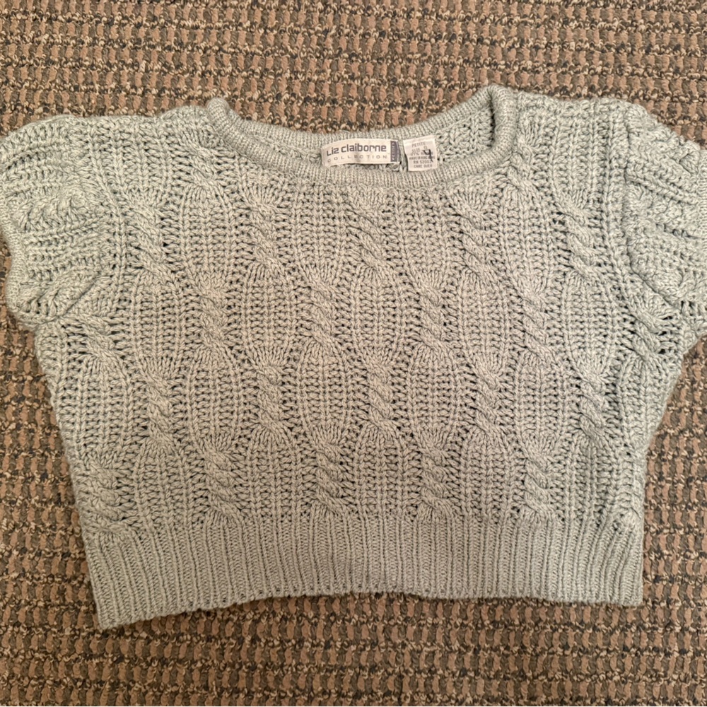 Liz Claiborne vintage cropped Light blue Knit Sweater